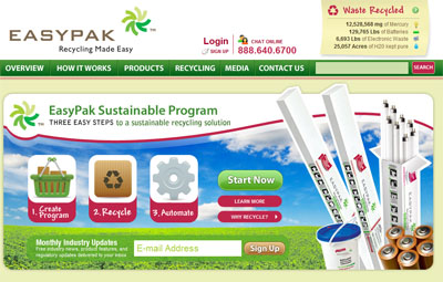  - easypak, recycling, recycling program, cost effective, fluorescent bulbs, CFLs, batteries, ballasts, electronic waste, lamprecycling.com, regulations