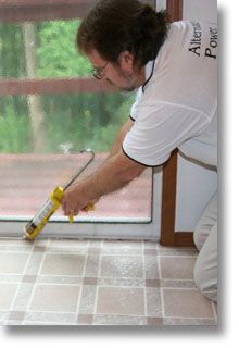 sealing cracks with caulking